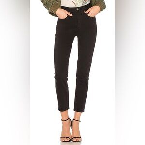 RE/DONE Originals Double Needle Crop Raw Hem Jeans in Black